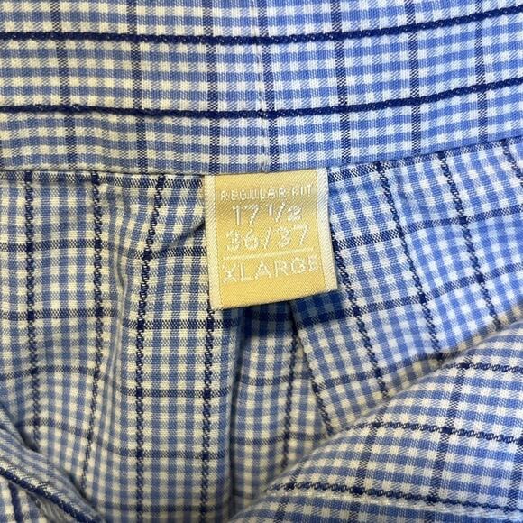 Michael Kors XL Blue Plaid Dress Shirt Men’s Button-Up Long Sleeve - Picture 2 of 10
